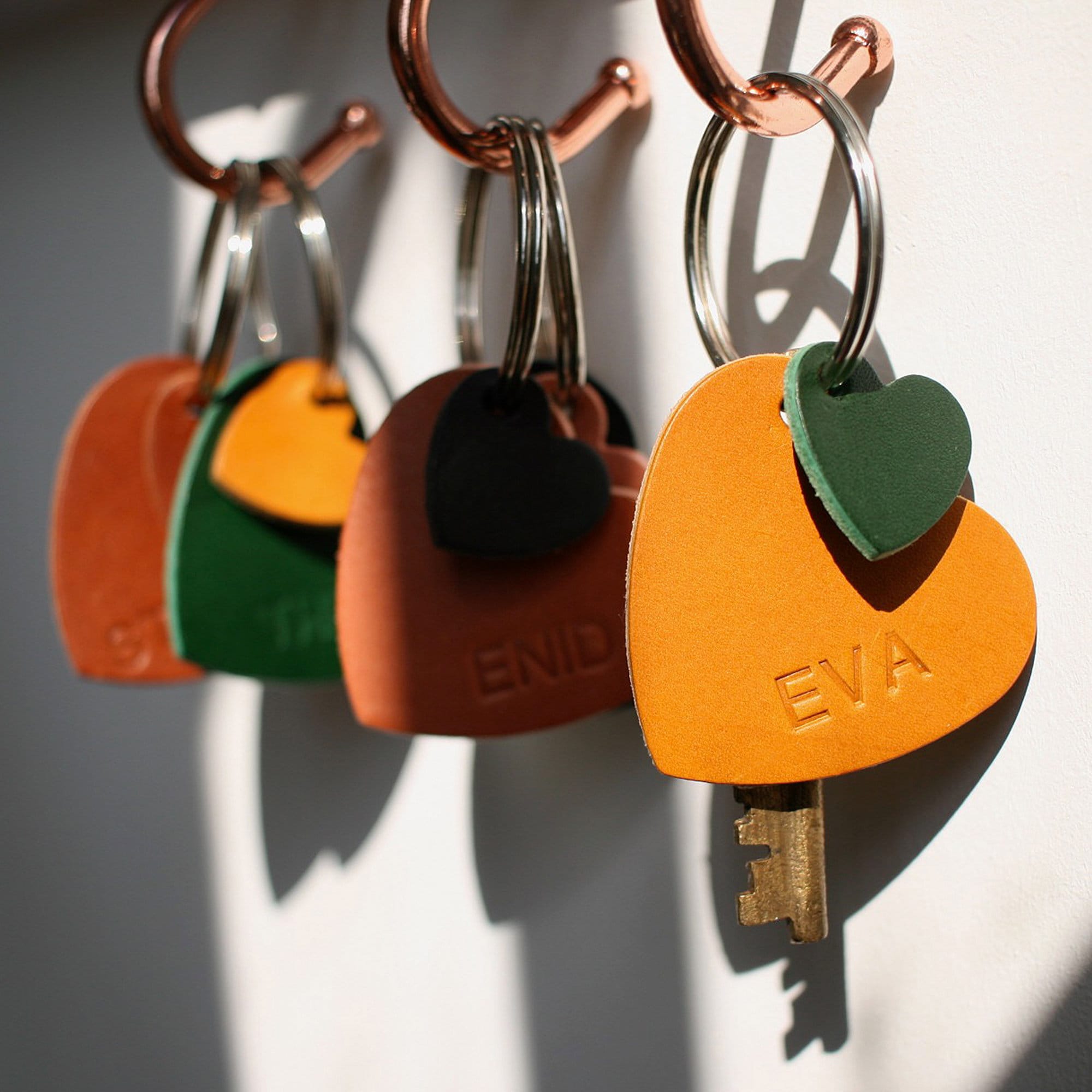 Personalised Leather Heart Keyring