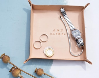 Personalised Leather tidy tray, 3rd Anniversary Gift