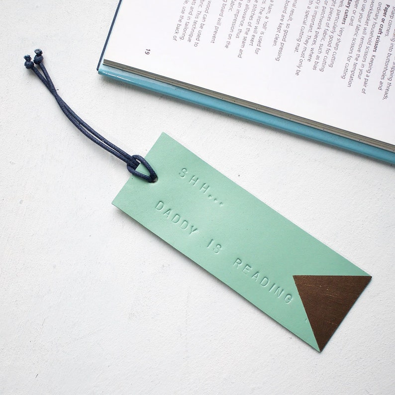 Luxury Leather Personalised Bookmark Green