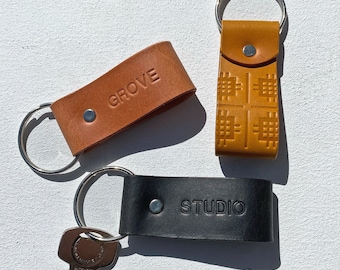Personalised Leather Keyring with Welsh Design detail