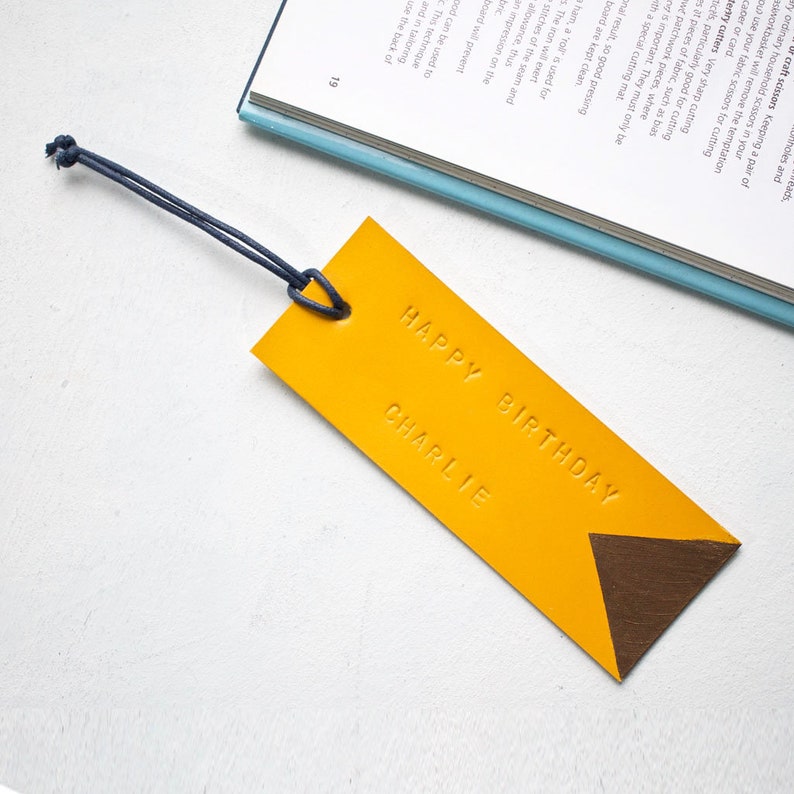 Luxury Leather Personalised Bookmark Yellow