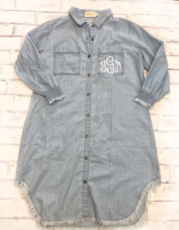 Monogrammed Denim Dress, Jean Dress, Bridesmaid Gift, Gift for Bride,  Monogrammed Dress for Women - Etsy