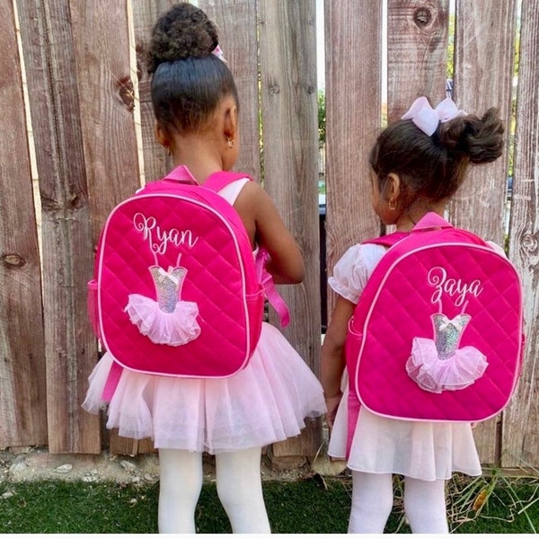 Monogrammed little ballerina dance backpack