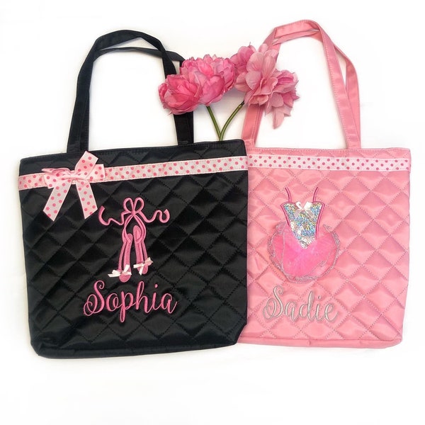 Monogrammed little ballerina dance bag | dance tote bag for little girls