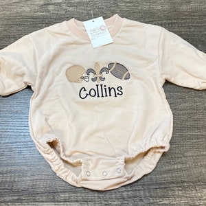 Bubble Onesie, Sweatshirt Bubble, Baby Onesie, Bubble Romper, Embroidered Bubble onesie, Monogrammed onesie, New Orleans Saints, Nola Onesie