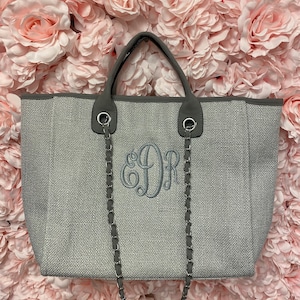 Monogrammed Tweed Handbag, personalized handbag, gift for women, designer dupe handbag, image 1