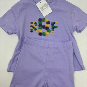 Haut pour filles personnalisé Mardi Gras, haut violet, vert et or, tenue de bambin de Mardi Gras, tenue de filles de Mardi Gras