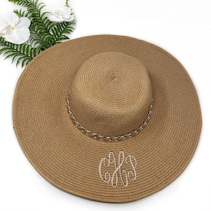 Monogrammed Women’s Floppy Hat,  Monogrammed Womens Beach Hat, Monogrammed Floppy Hat, Bridal gift