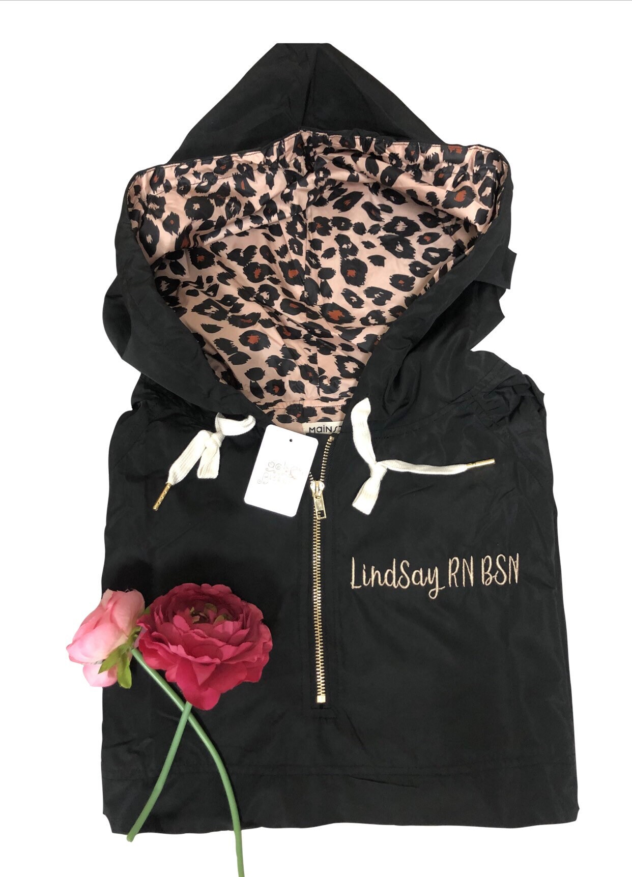 Rain Jacket, Womens Monogrammed Rain Coat, Leopard Print