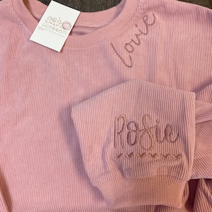 Womens Corded Pullover, Embroidered Mama Pullover with kids names, Mama Sweatshirt, gift for mom, gift for grandma
