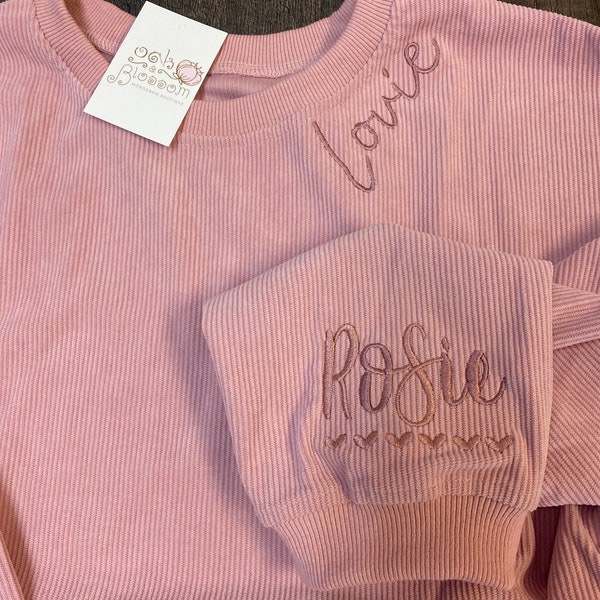 Womens Corded Pullover, Embroidered Mama Pullover with kids names, Mama Sweatshirt, gift for mom, gift for grandma