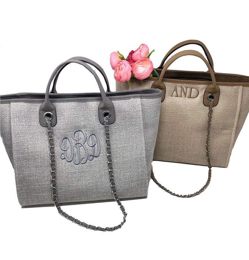 Monogrammed Tweed Handbag, personalized handbag, gift for women, designer dupe handbag, image 3