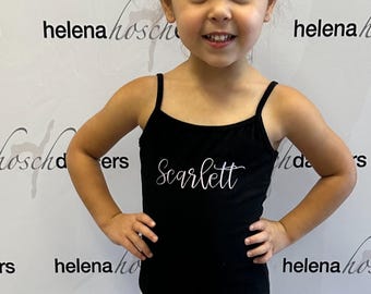 Monogramm Tanztrikot, rosa Mädchen Tanztrikot, schwarzes Mädchen Tanztrikot
