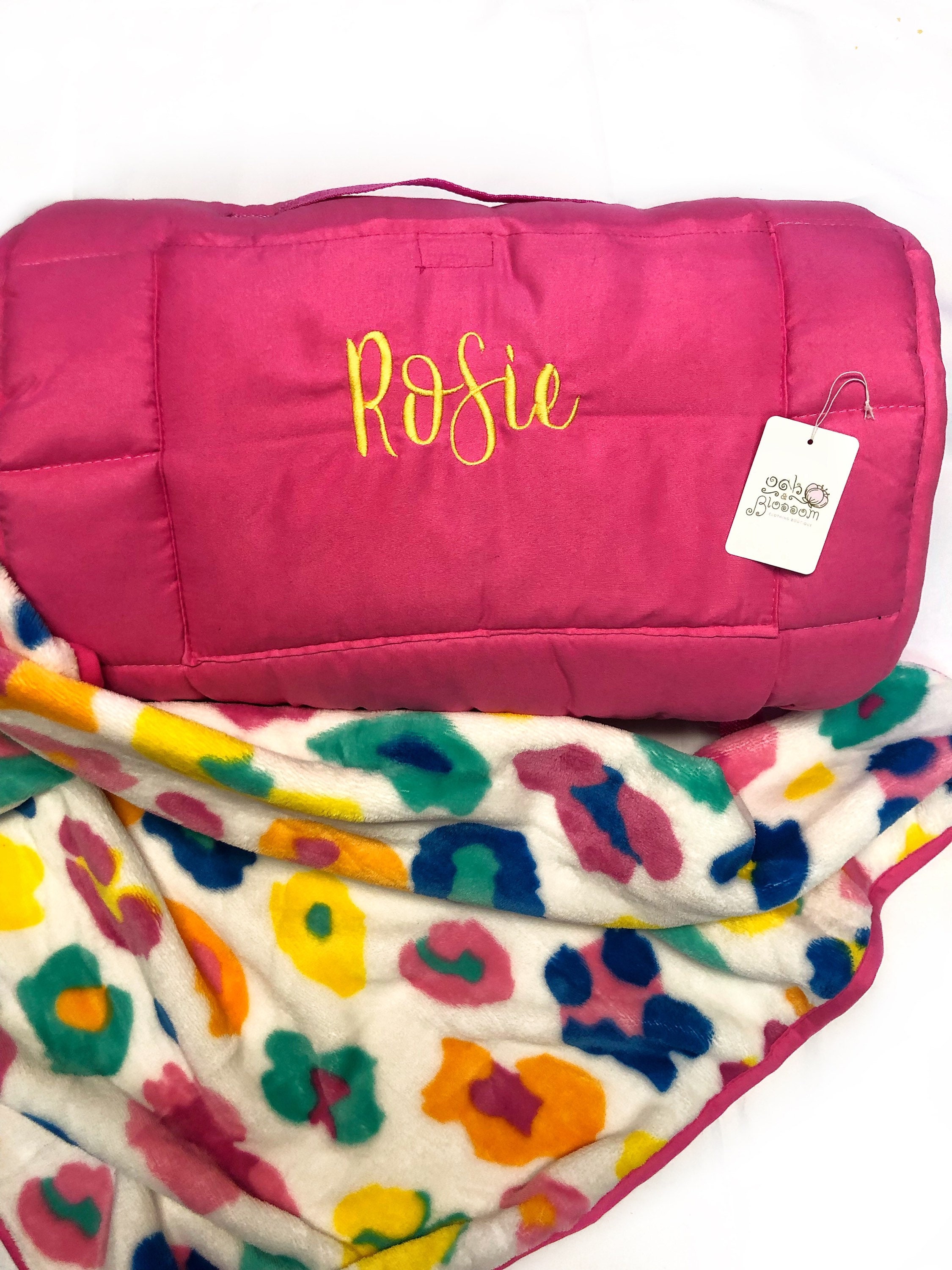 AOLOA Personalized Toddler Nap Mat For Preschool, Custom Name Kids Nap Mat Pillow Cover Nap Blanket Daycare Nap Mat Kindergarten Flower Leopard Design Nap