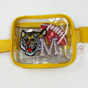 Clear Crossbody purse, Clear purse with patches, custom patches, stadium regulated clear bag, nfl game day clear bag, custom team clear bag