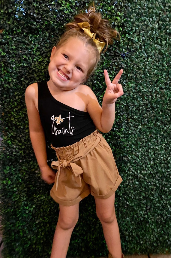 Girls Embroidered Outfit, Girls Saints Top, Girls Romper, Toddler