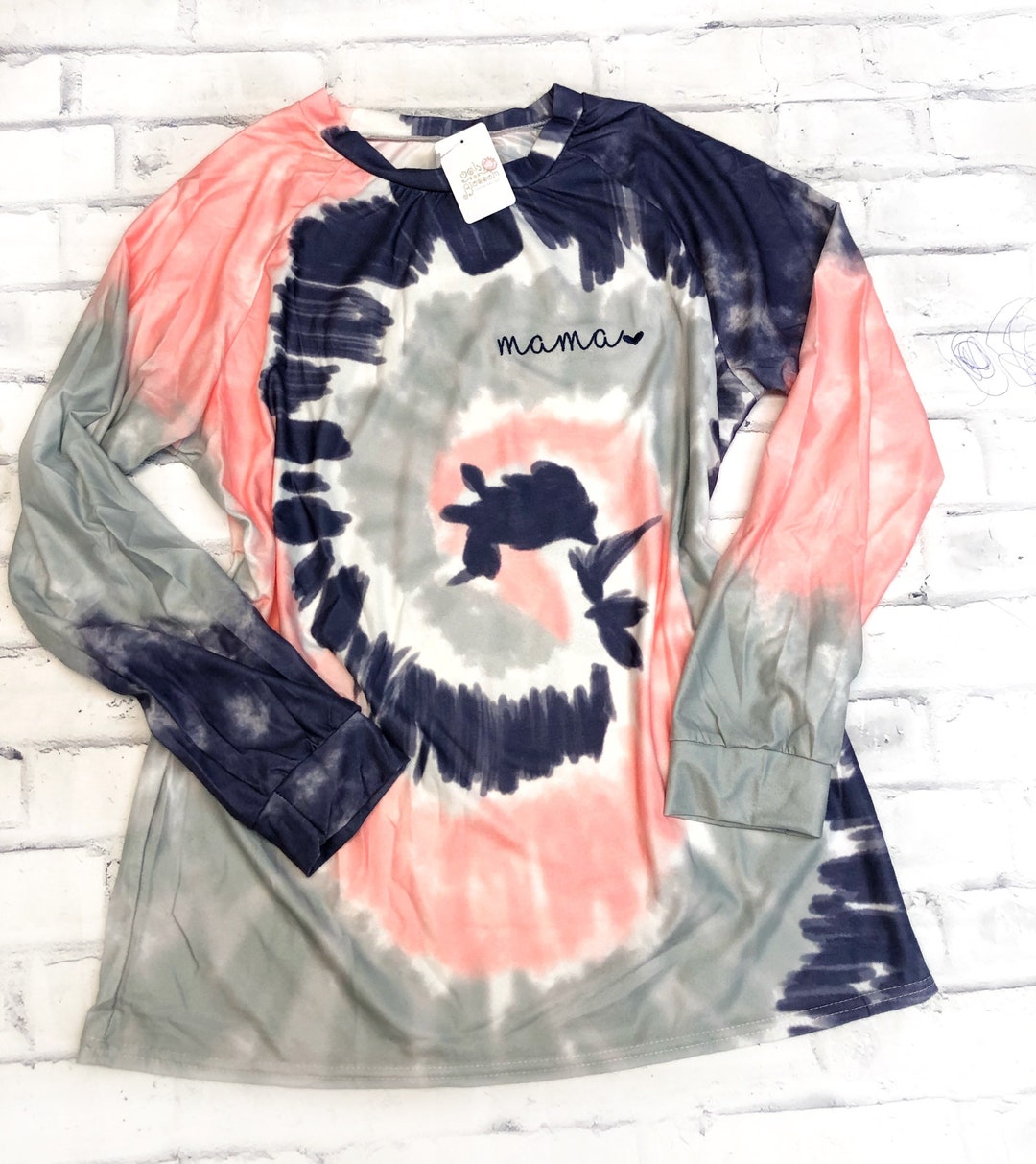 LONG SLEEVE TIE DYE ANIMAL PRINT TOP main image 1