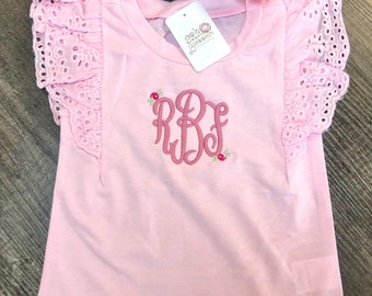 Monogrammed girls pink top, monogrammed shirt for girls, gift for toddler girls, birthday gift