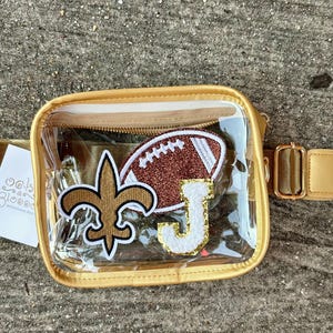 Clear Crossbody purse, Clear purse with patches, custom patches, stadium regulated clear bag, nfl game day clear bag, custom team clear bag