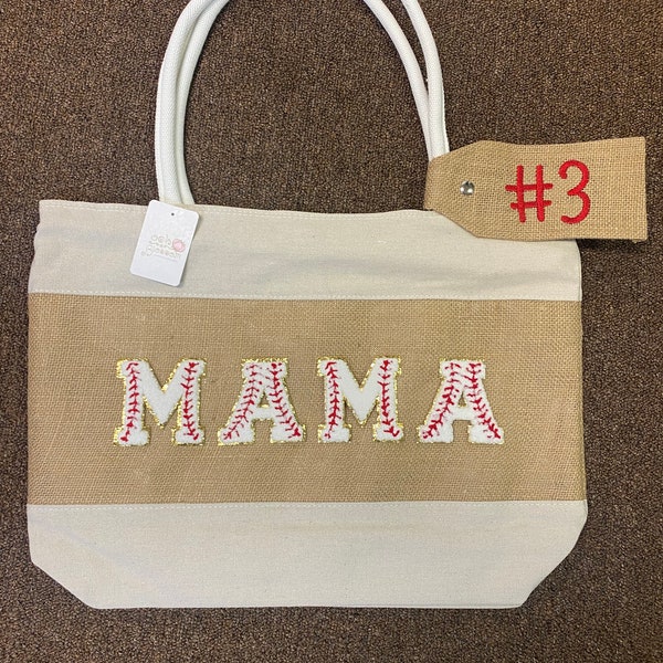 Honkbal Totebag voor moeders, Mama honkbaltas, jute tote, honkbaltas