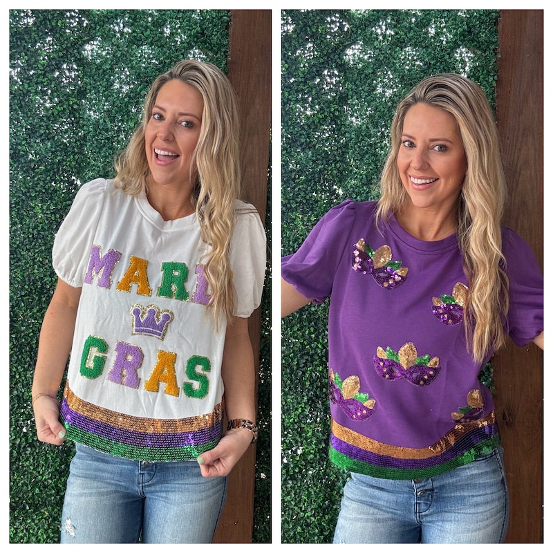 BiBi Mardi Gras Sequin Bow Top main image 1