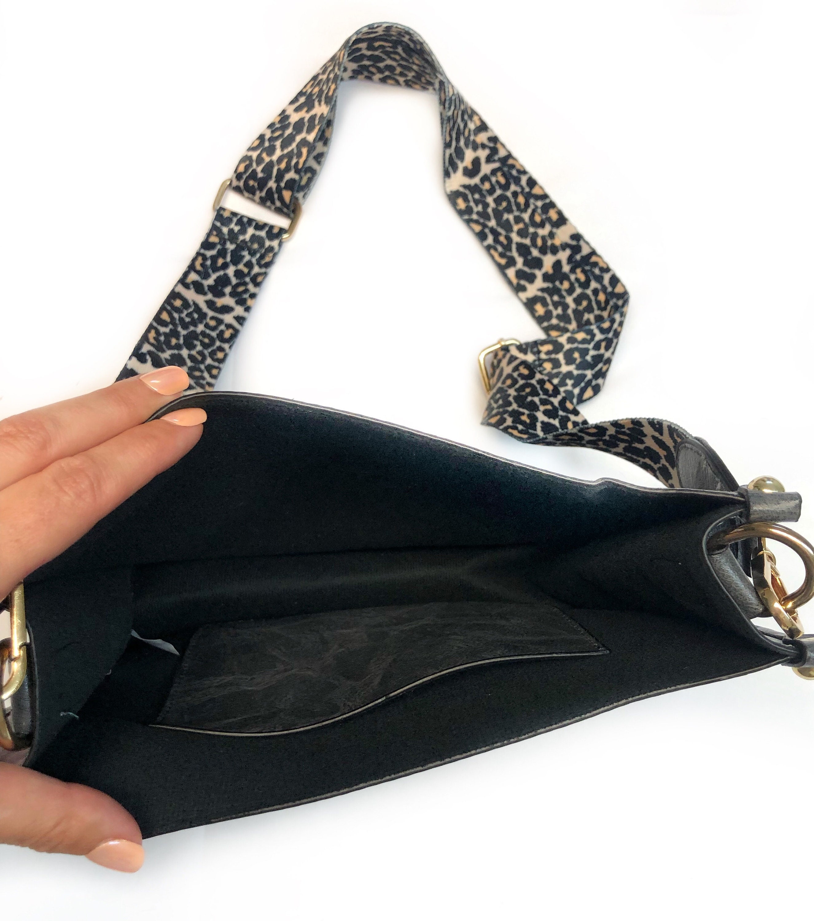 Monogram Crossbody Purse With Leopard Strap Leopard Strap Etsy