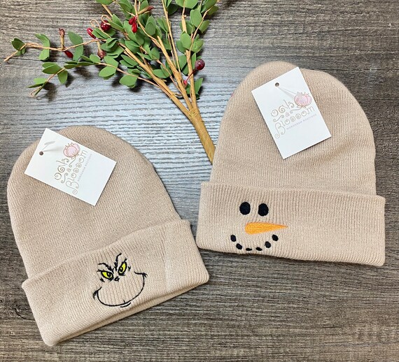 Christmas Beanie, grinch beanie, snowman beanie, womens beanie, kids beanie