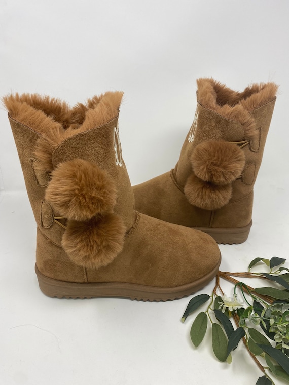 Gemonogrammeerde dames faux fur gevoerde laarzen monogram laarzen kerstcadeau voor meisjes monogram dames laarzen Etsy Nederland