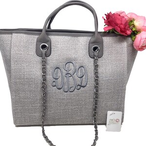 Monogrammed Tweed Handbag, personalized handbag, gift for women, designer dupe handbag, image 5