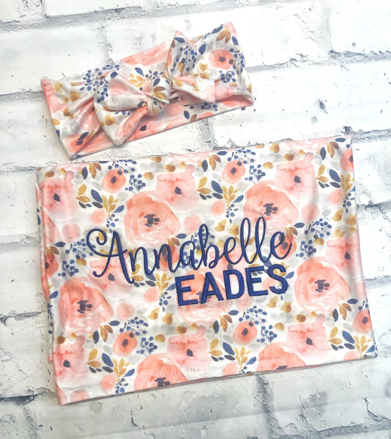 Baby Girl Monogrammed Swaddle Set Etsy