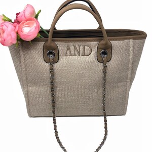 Monogrammed Tweed Handbag, personalized handbag, gift for women, designer dupe handbag, image 4