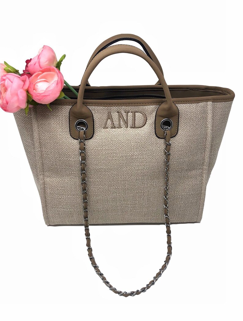 Monogrammed Tweed Handbag, personalized handbag, gift for women, designer dupe handbag, image 4