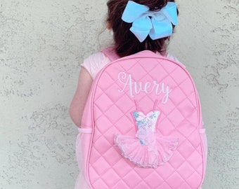 Monogrammed little ballerina dance backpack