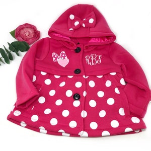 Mädchen Jacke mit Monogramm, Minnie Maus Mädchen Jacke, personalisierte Mantel für Mädchen, bestickte Jacke, Weihnachtsgeschenk für Mädchen