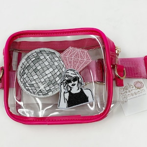 Clear Crossbody purse, Clear purse with patches, custom patches, stadium regulated clear bag, nfl game day clear bag, custom team clear bag