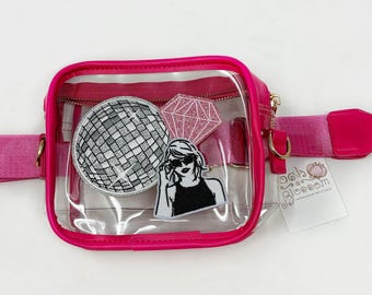 Clear Crossbody purse, Clear purse with patches, custom patches, stadium regulated clear bag, nfl game day clear bag, custom team clear bag