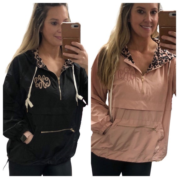 Rain Jacket, Womens Monogrammed Rain Coat, Leopard Print