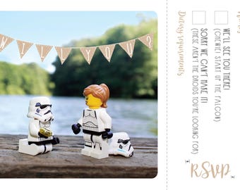 Star Wars Inspired - Invitation with detachable RSVP card.