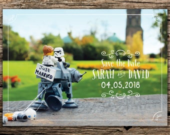 Just Married Star Wars inspired Save the Date card.