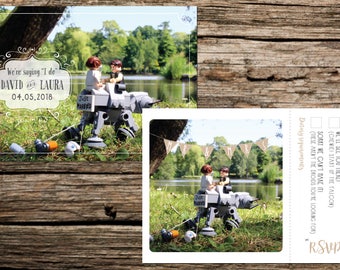 Star Wars Inspired - Day and Evening Invitations with detachable RSVP card.