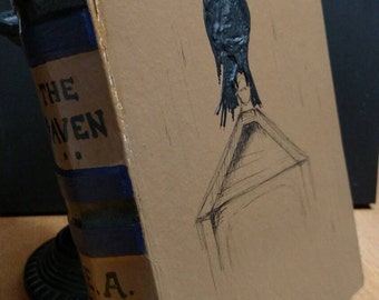 Raven - Original encaustic painting on paper mache box