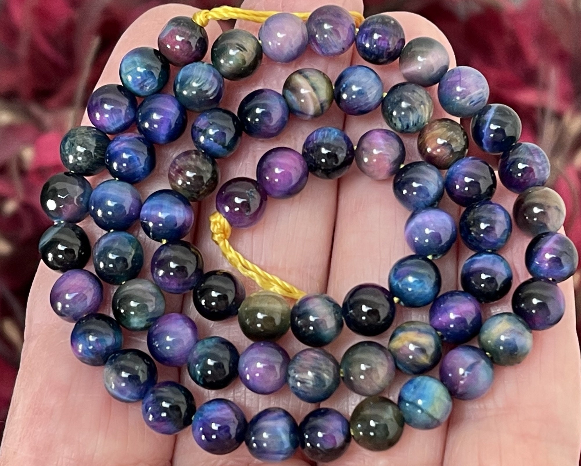 Galaxy Tiger Eye 6mm round polished gemstone beads 15.5 | Etsy
