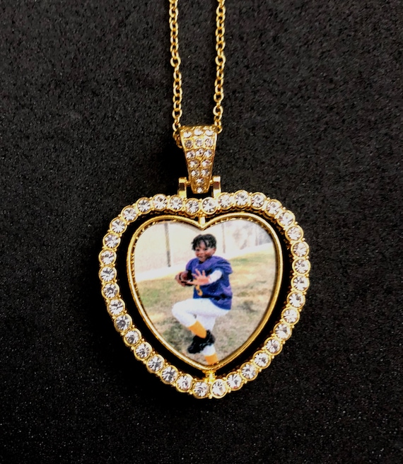 Buy Custom Gold Double Sided Photo Heart Pendant With Necklace