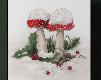 Snowy Mushrooms – Christmas Card