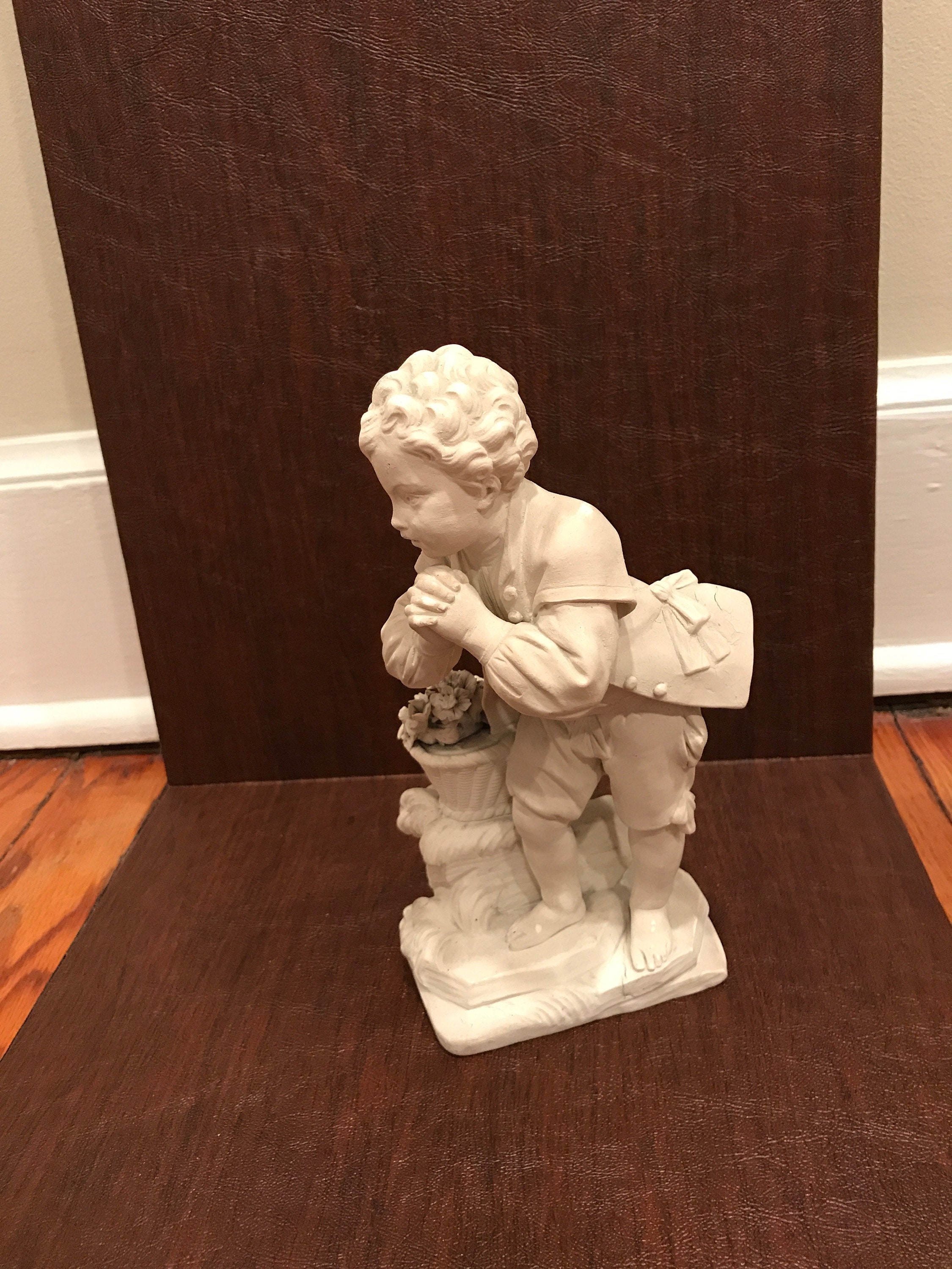 Vintage 8 Garden Statue of a Boy With a Pot of Flowers Etsy UK