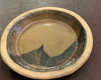Hand Thrown Glazed Pottery Dish/Bowl - Marked on the Back- LICHT-TOMONO 1980's