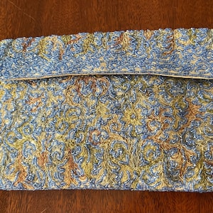 Vintage Beaded Clutch Purse-Bags de Joseph-Blue, Yellow y Gold Micro Beads más accesorios originales