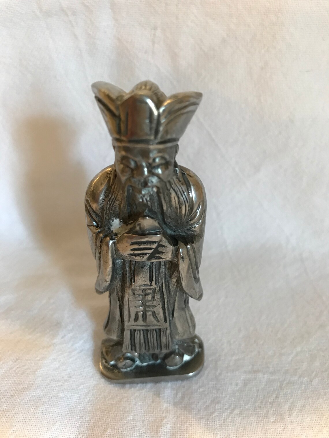 Fine Pewter Statues 5 Miniature Chinese Figures Etsy