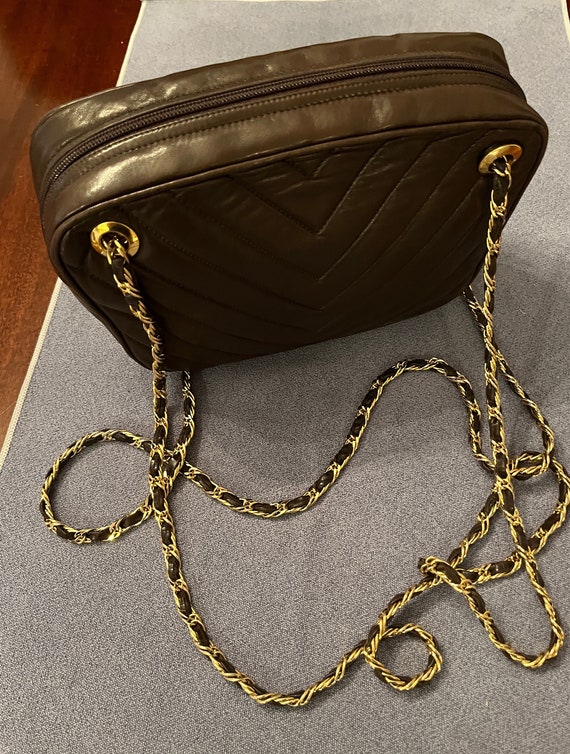 Crouch & Fitzgerald Brown Leather Crossbody Quilted Chanel 