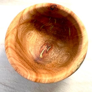 Hand Carved Avocado Nut Bowl with Mother of Pearl and Green Stone Inlay by Jack Cousin image 3